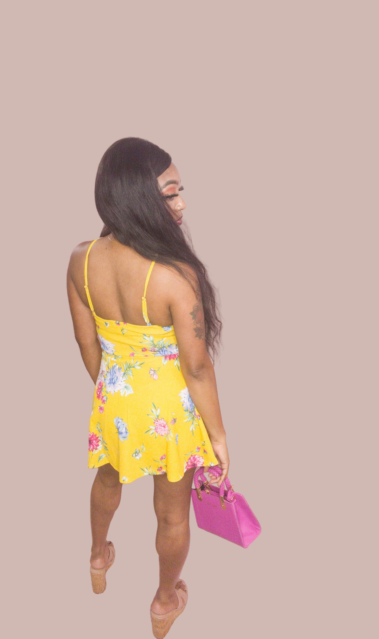 Golden Mini Rhomper Dress