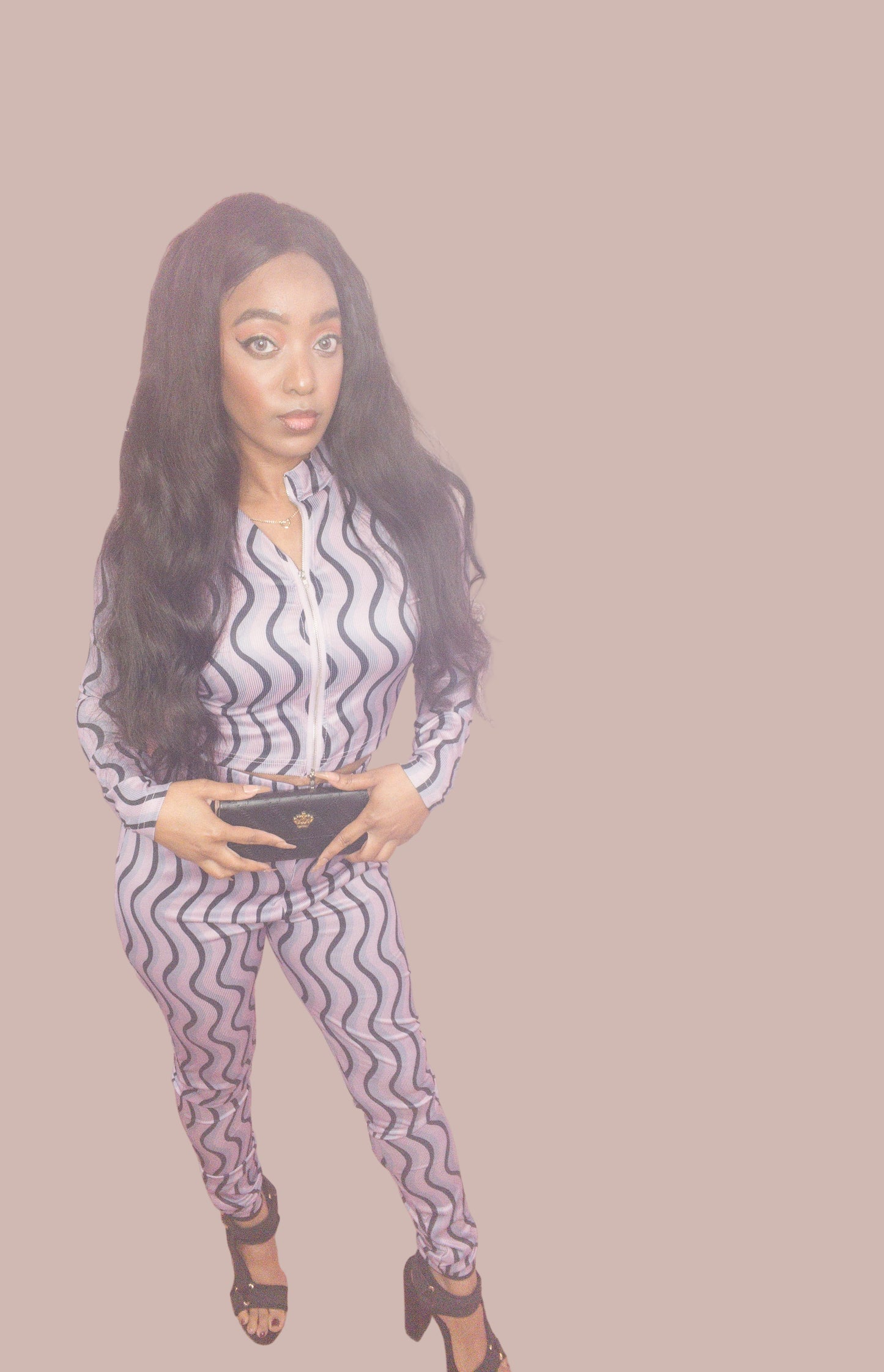 2 Piece Long Sleeve Set with Zipper Top