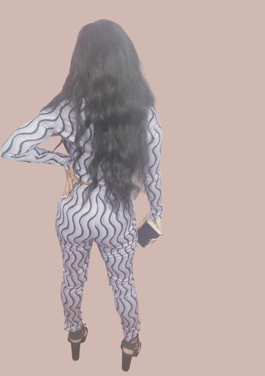 2 Piece Long Sleeve Set with Zipper Top