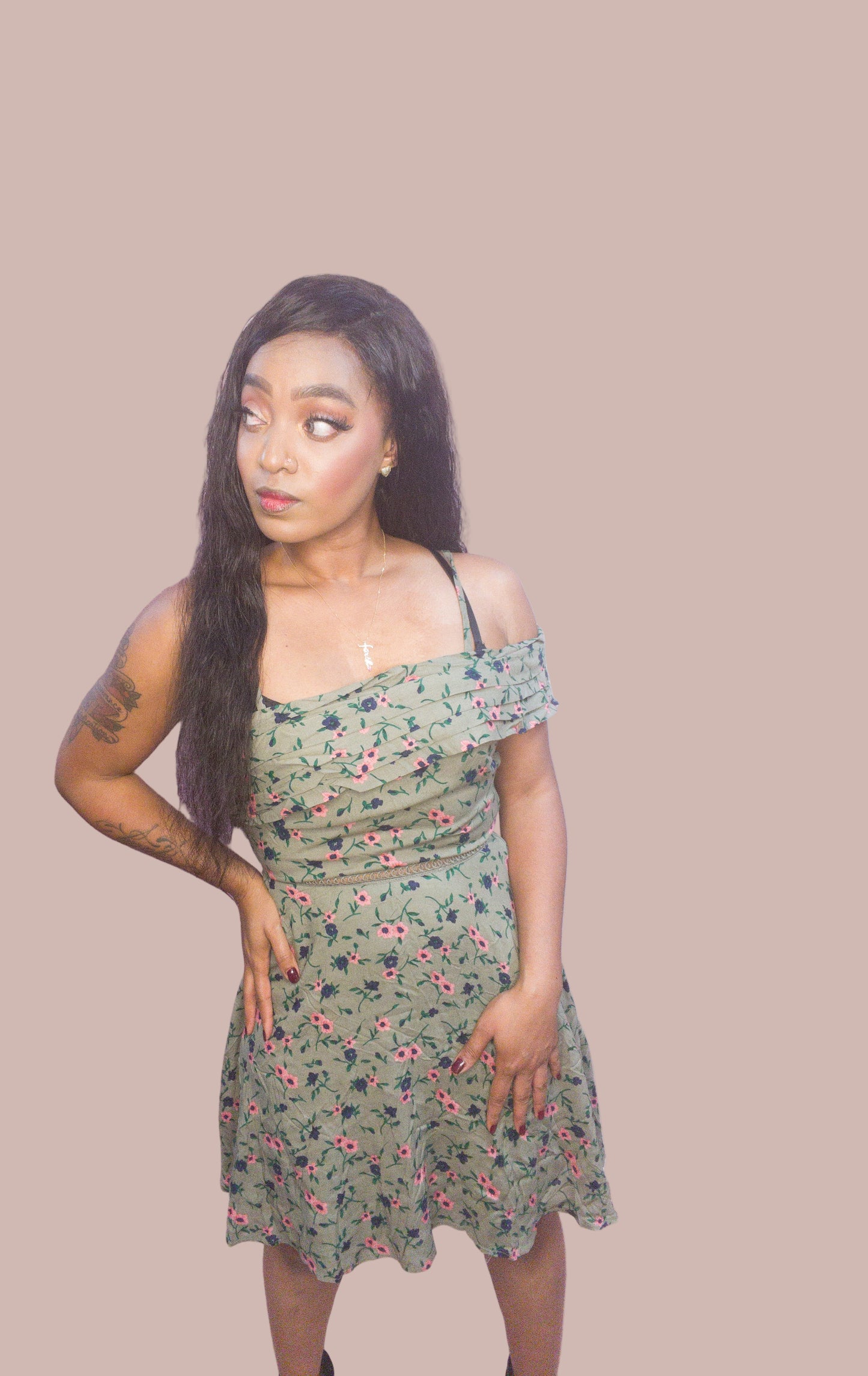 Floral One Shoulder Skater Dress