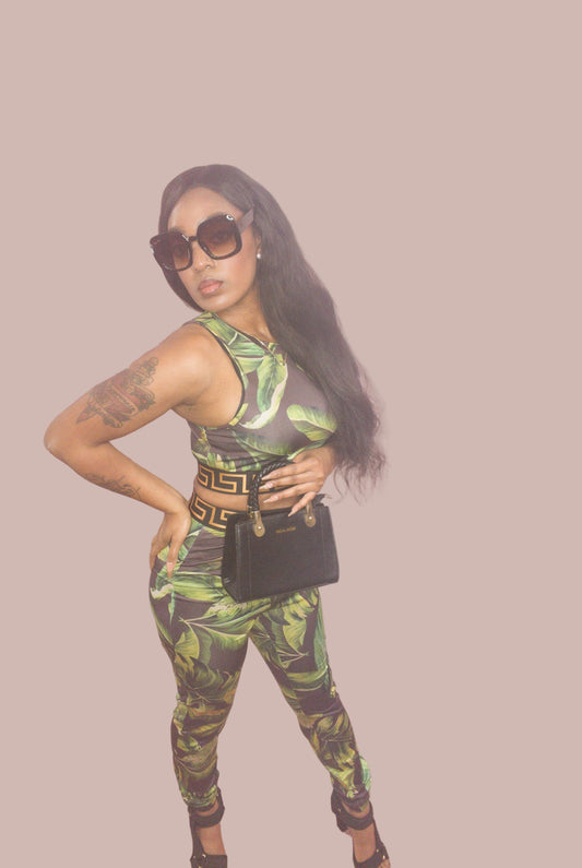 Green Floral Pant Set