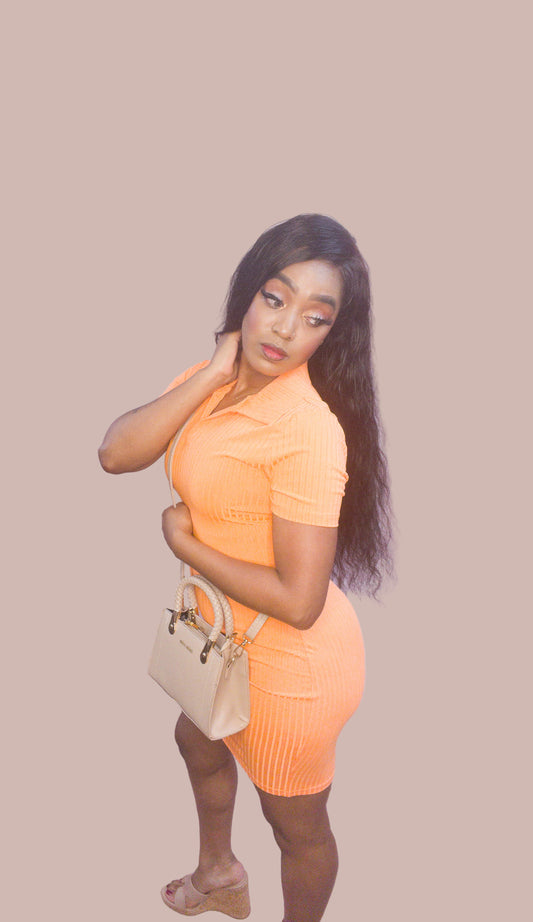 V-Neck Collar T-Shirt Dress