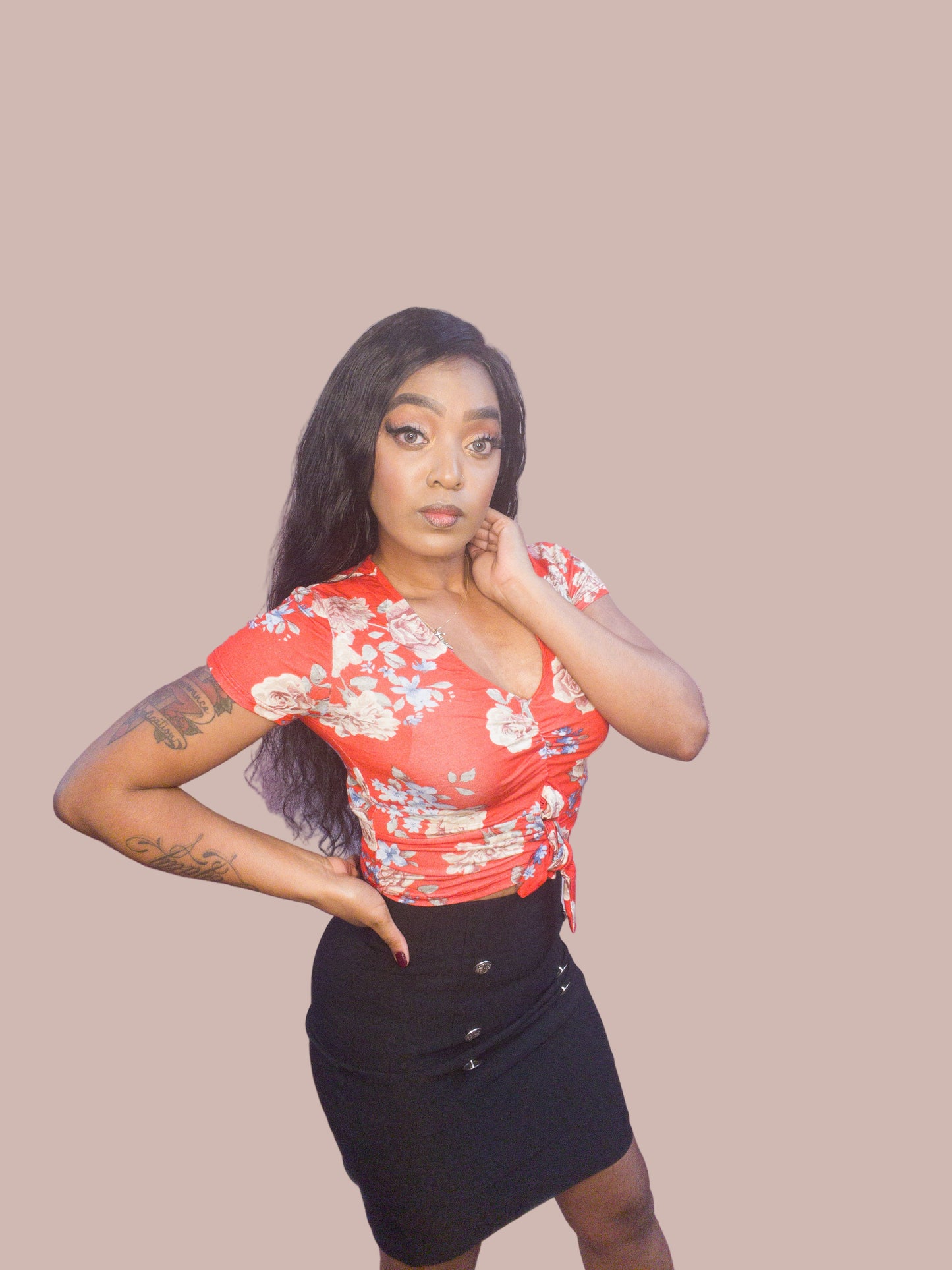 Floral Top With Bottom Knot