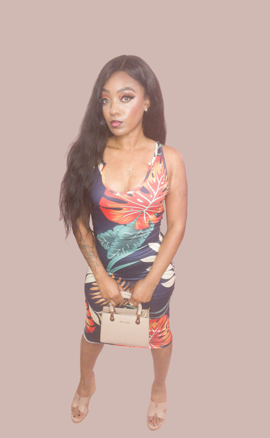 Navy Floral Dress