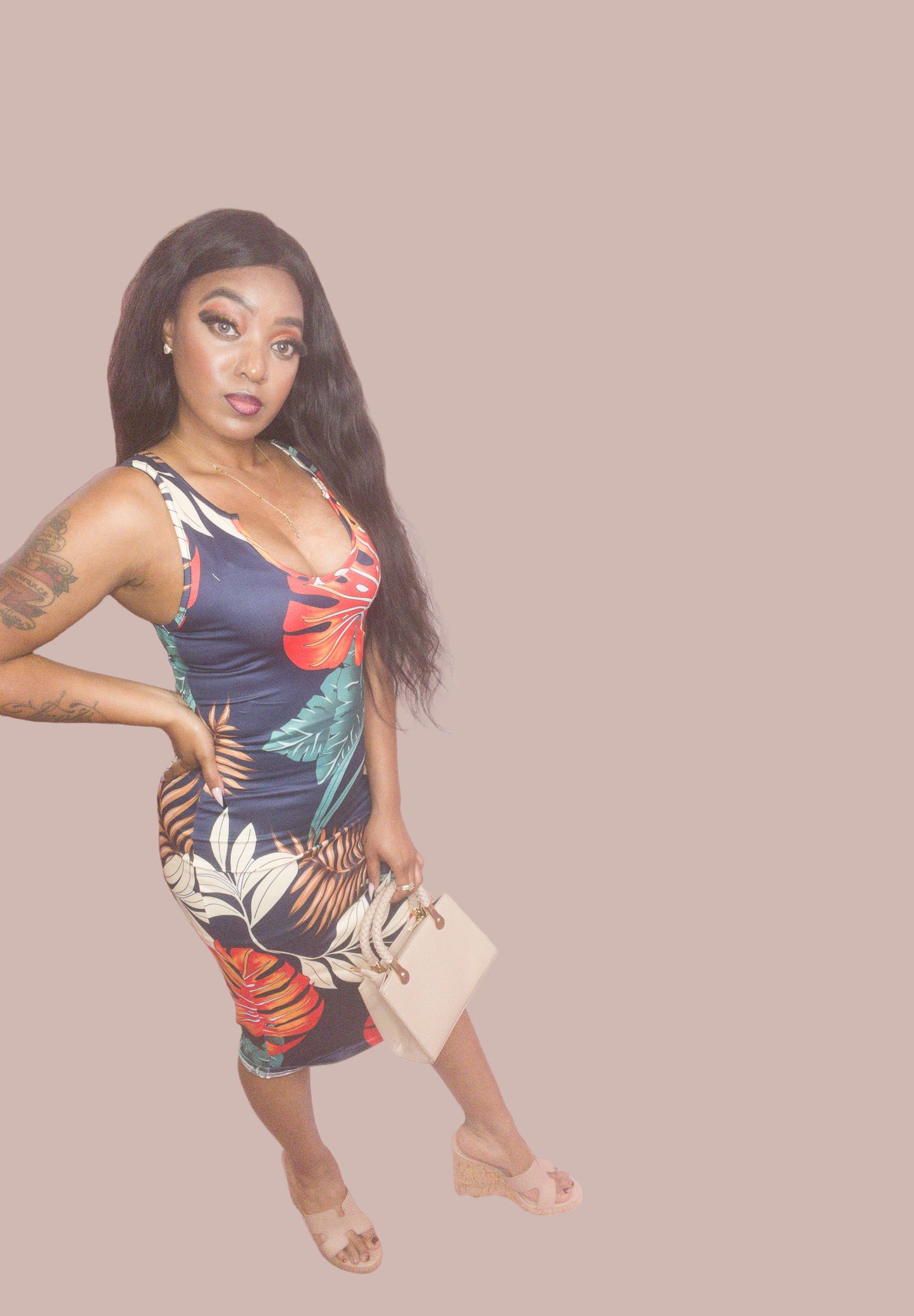 Navy Floral Dress