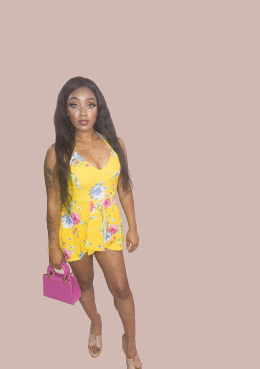 Golden Mini Rhomper Dress