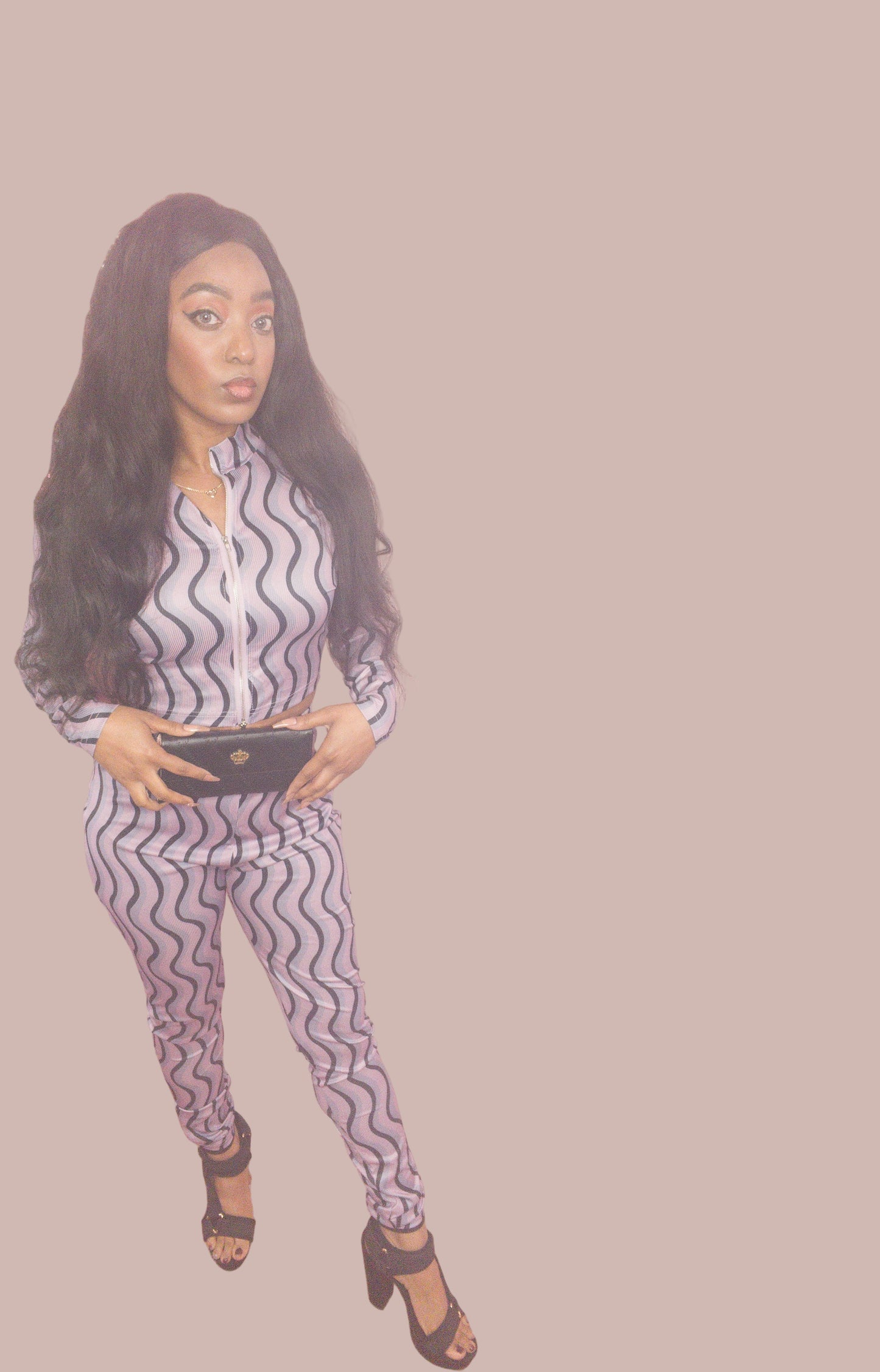 2 Piece Long Sleeve Set with Zipper Top