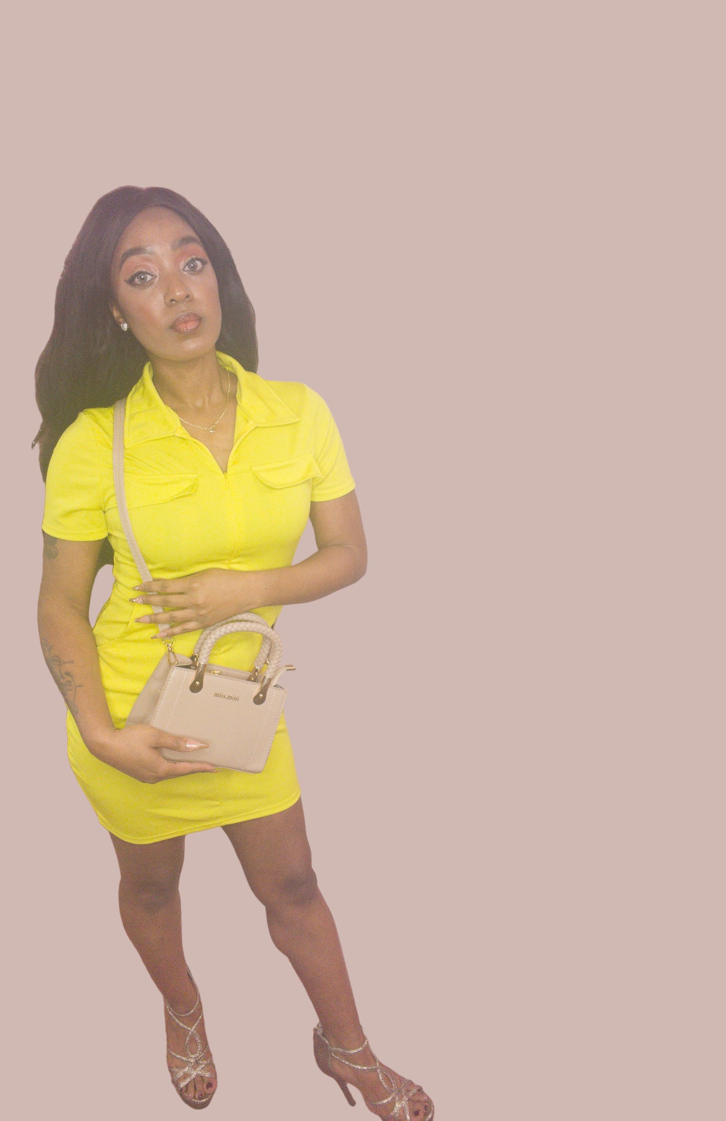 Solid Yellow Mini Dress