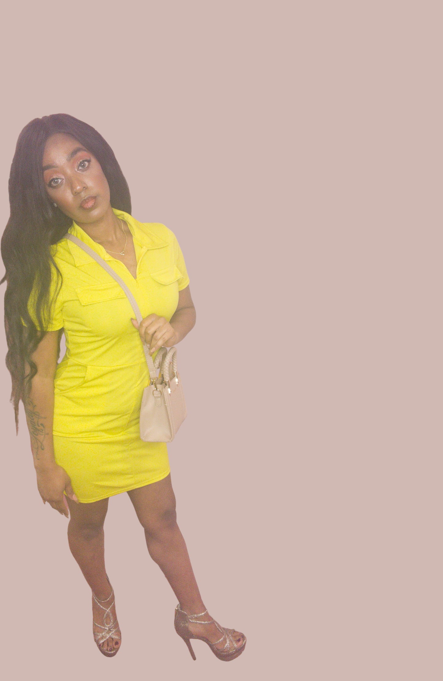 Solid Yellow Mini Dress