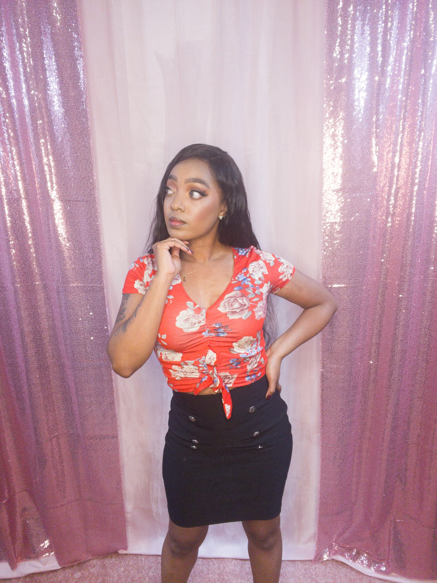 Floral Top With Bottom Knot