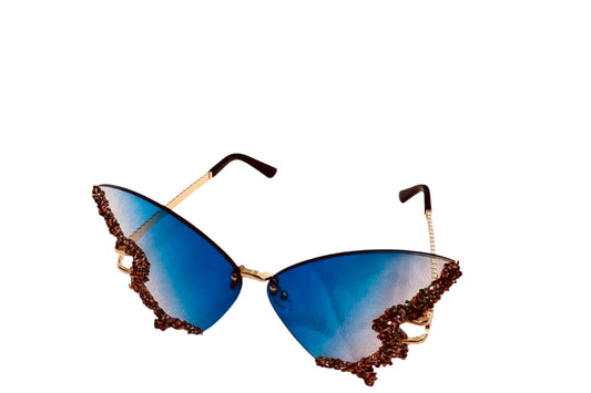 Blue Butterfly Diamond Sunglasses
